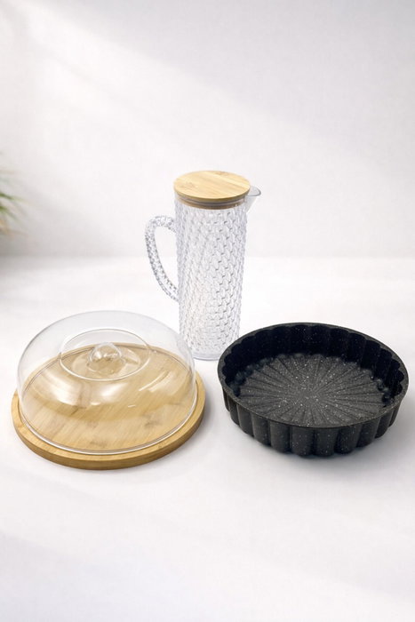 Hermia Set de cocina de 4 piezas con Dariole de granito y accesorios de bambú
